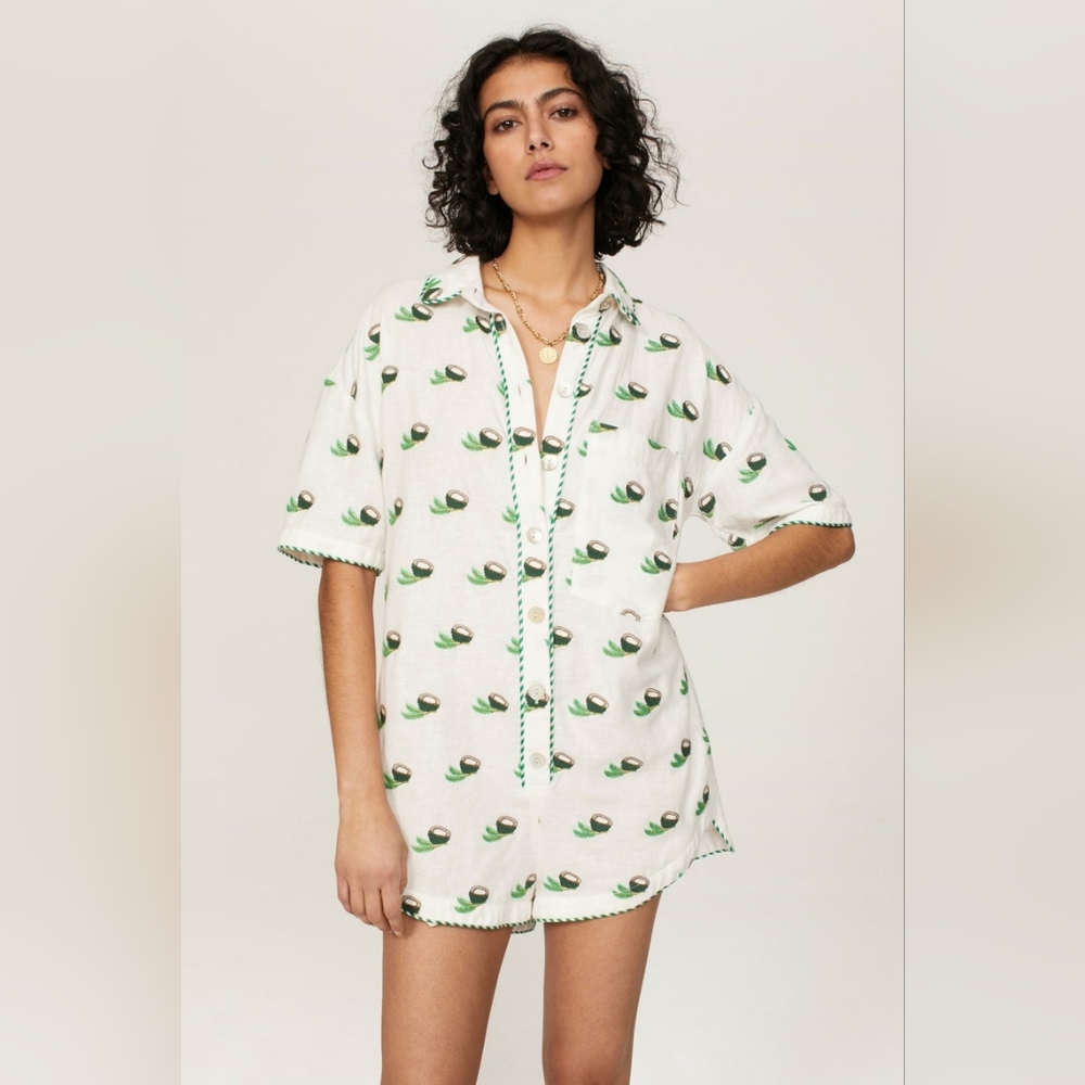 Farm Rio Coconut Embroidered Romper - Picture 1 of 5
